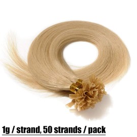 Elailite Bonding Extensions Real Hair Keratin 100% Remy Hair 1 g per Strand 14 Inches (35 cm) 40 g #24 Medium Blonde
