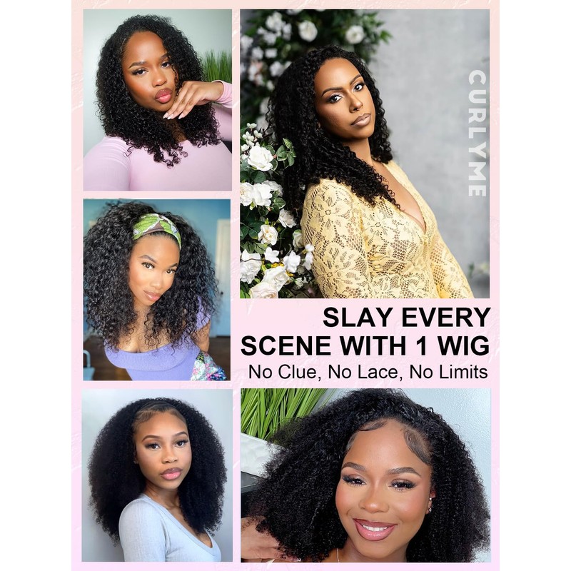 Curlyme 3 In 1 Curly Half Wig Human Hair Water