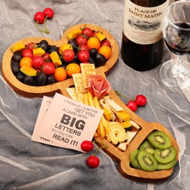 XILAZAB Aperitif Board, Extra Large Cheese Board Charcuterie Boards Novelty Solid Wood Party Plates Funny Cheese Platter for Housewarming Bachelorette Engagement Party (Cherry Wood Color 12)