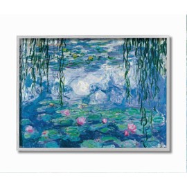Stupell Industries Classic Water Lilies Painting Pond Detail, Designed by Claude Monet Wall Art, 11 x 14, Grey Framed