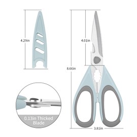 Sairps Left Handed Scissors - Multifunctional, Heavy Duty for Meat & Poultry, Safe Food Scissors - Stainless Steel