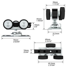 JUBEST Pocket Door Rollers Assembly, Commercial Grade Sliding Door Rollers Replacement, Top Mounted Pocket Door Hangers, 2 Pack