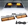 Afurkuot Amber LED Warning Dash Windshield Strobe Lights, 26 Modes