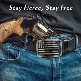 LKKLUYIC Western Belt Buckles for Men Cowboy Belt Buckle American Bullet Flag Belt Buckles Men Silver