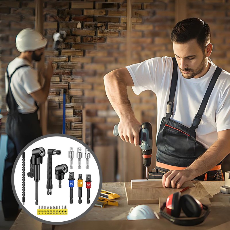 Set of 20 105° Angle Screwdriver Attachment Set, Angle Drill