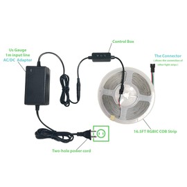 RGBW COB LED Strip Light Kit,16.5ft Color Changing Multicolor Neutral White, Cuttable Adhesive Lights Strip ETL Listed for Bedroom Party Decoration with Remote & APP Control (AC/DC Adapter Included)