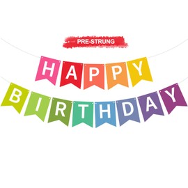 RICHHHA Happy Birthday Banner Pre-Strung Birthday Decorations Birthday Party Backdrop Sign Garland Party Supplies for Women Men Boys Girls,NO-DIY Blue Orange