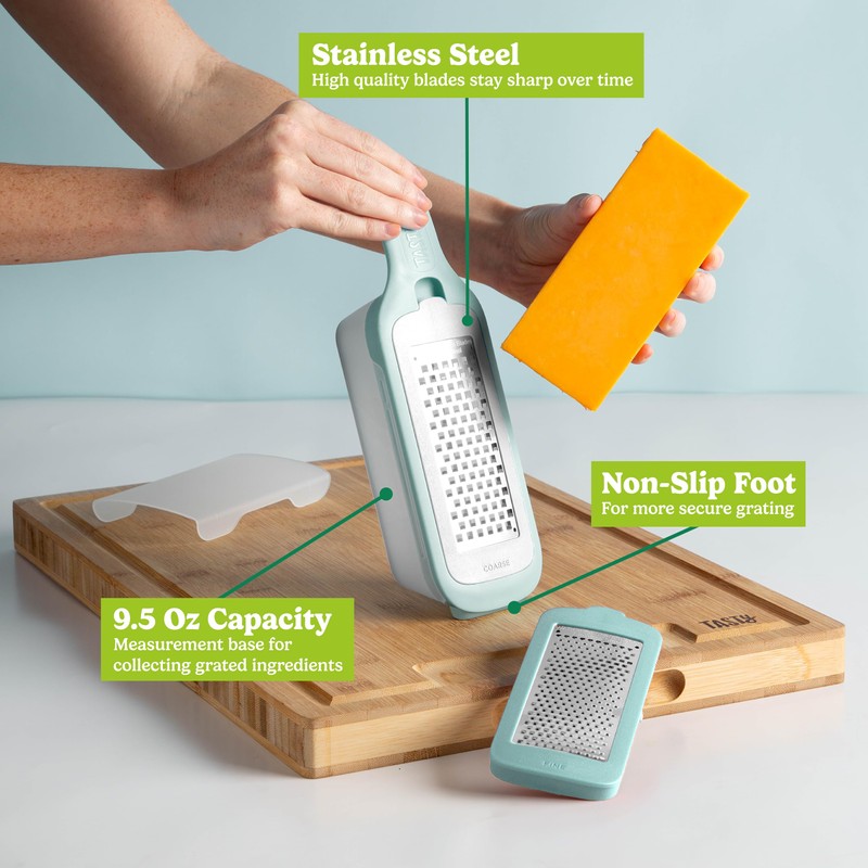Tasty Interchangeable Grater with Storage Box, Includes Coarse & Fine