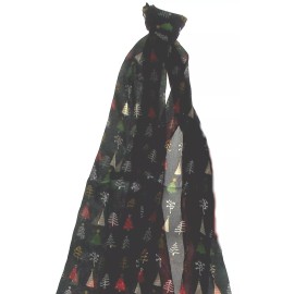 Unbranded Christmas Trees Holiday Scarves Black Red Lot 2 Sheer Lot 2 Party Holiday Casual