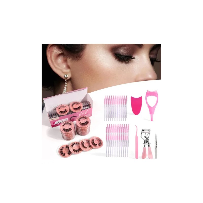 20 Pares Blister Extensiones De Pestañas 3d Kit Maquillaje