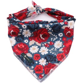 DOGWONG Flower Dog Bandana Cotton Dog Bandana, Washable Bib Scarf Boy Girl Bandana Square Adjustable Dog Bandanas for Small Medium Large Dogs