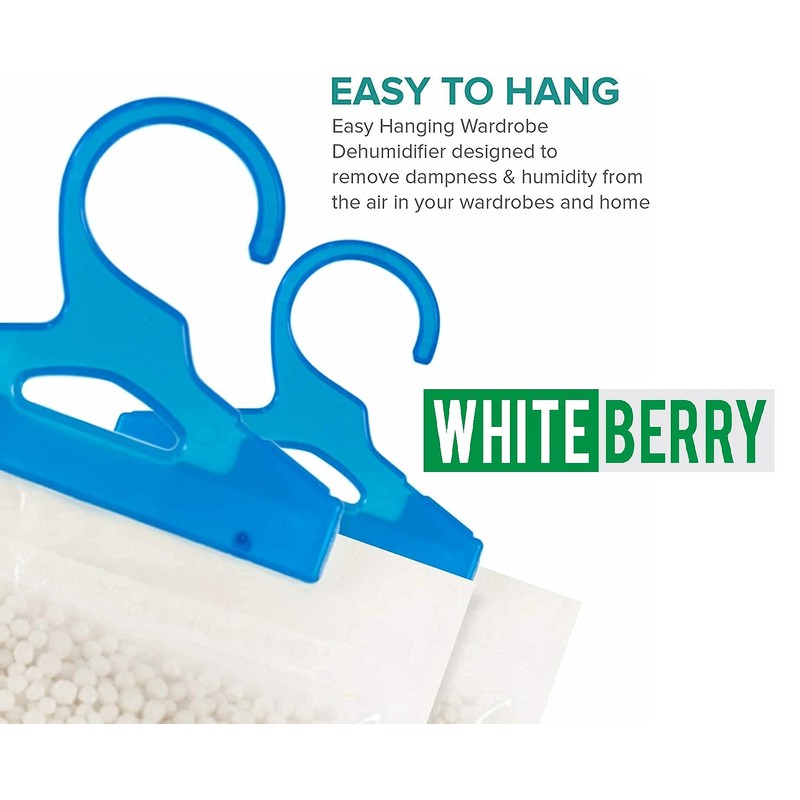 WHITE BERRY Hanging Wardrobe Dehumidifier Interior Bags Mold Trap Any