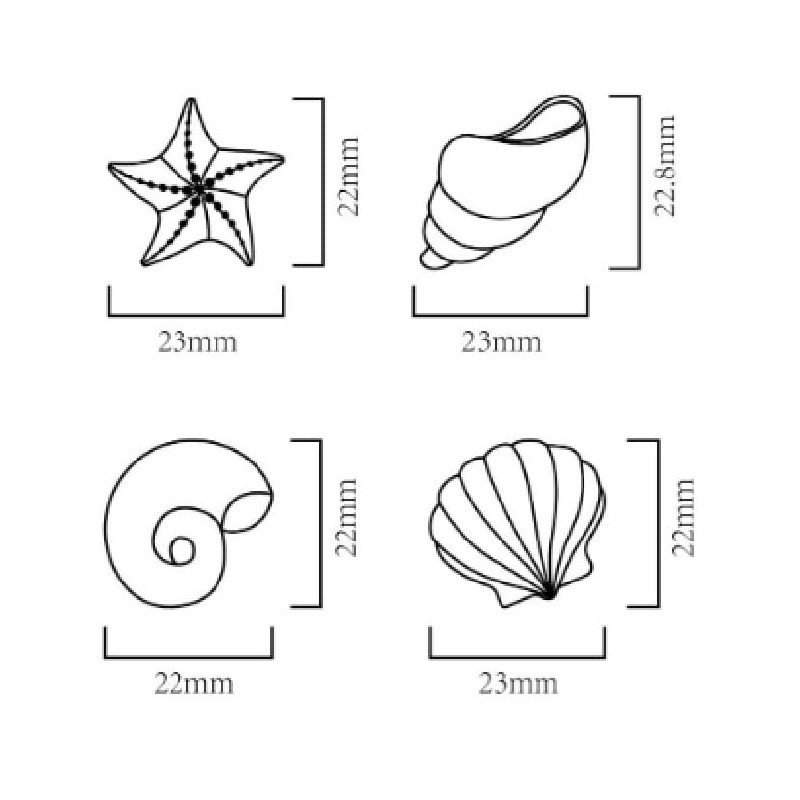 Oasis Supply Seashells and Starfish Sugar Decorations, Cupcake Toppers, 12