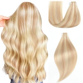 EINbeauty Tape Extensions Real Hair 20 Pieces Extensions Real Hair 35 cm 40 g Ash Blonde with Bleach Blonde Tape In Extensions Real Hair Invisible Real Hair Extensions Tape Straight Hair Extensions