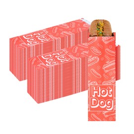 Restaurantware-Bag Tek 3.7 x 1.2 x 12 Inch Foil-Lined Food Bags, 100 Disposable Hot Dog Wrappers - Greaseproof, No-Vented, Red Paper Hot Food Wraps, For Sandwich And More
