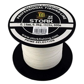 Stork HDx8 8-Way Braided Premium Fishing Line 600 m (White, 50 lbs / 22.7 kg / 0.33 mm)