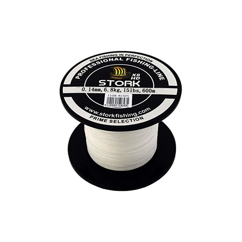 Stork HDx8 8-Way Braided Premium Fishing Line 600 m (White,