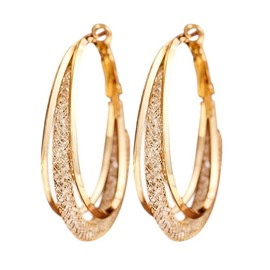 Lymphatic Activity Hoop Earrings, Mesh Oval Earrings for women, Lymphatic Activity Hoop Acupuncture Therapy Earrings, Fashion Jewelry Gift for Women (Gold, One Size)