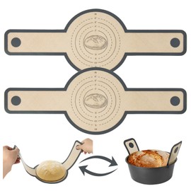 Ponpon 2Pcs Silicone Bread Sling for Dutch Oven, Reusable Bread Mat for Bread Oven, Non-Stick Bread Sling with Long Handle Sourdough Accessories