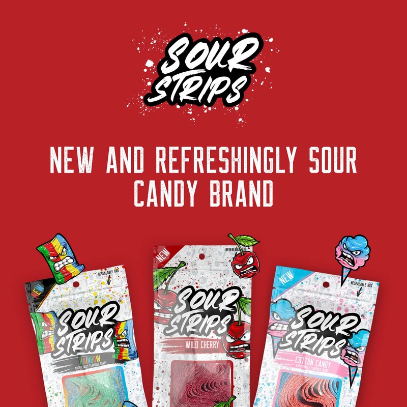 SOUR STRIPS Wild Cherry Flavored Candy | Deliciously Chewy Belts