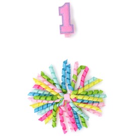 Mud Pie Baby-Girls Newborn First Birthday 3-In-1 Bow, Multi Colored, One Size