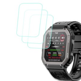 smaate Tempered Glass Screen Protector Compatible with Hemisol, ZYCZWL KR06 1.8 inches Rugged Smart Watch, 3pcs, 9H
