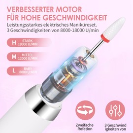 Wireless Portable Nail Cutter 12 in 1 Professional Manicure Pedicure Set, Electric Nail File 20000 rpm Adjustable Speed and Direction Cutter for Gel Nails Acrylic Nails Natural Nails Cuticles