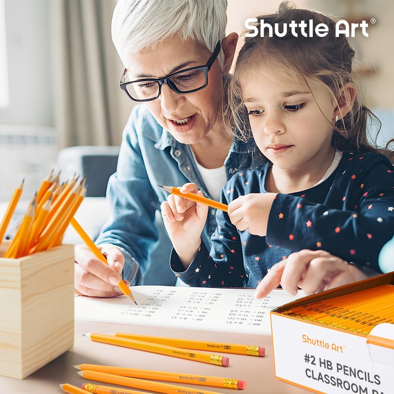 Shuttle Art Wood-Cased #2 HB Pencils, 350 Pack Sharpened Yellow