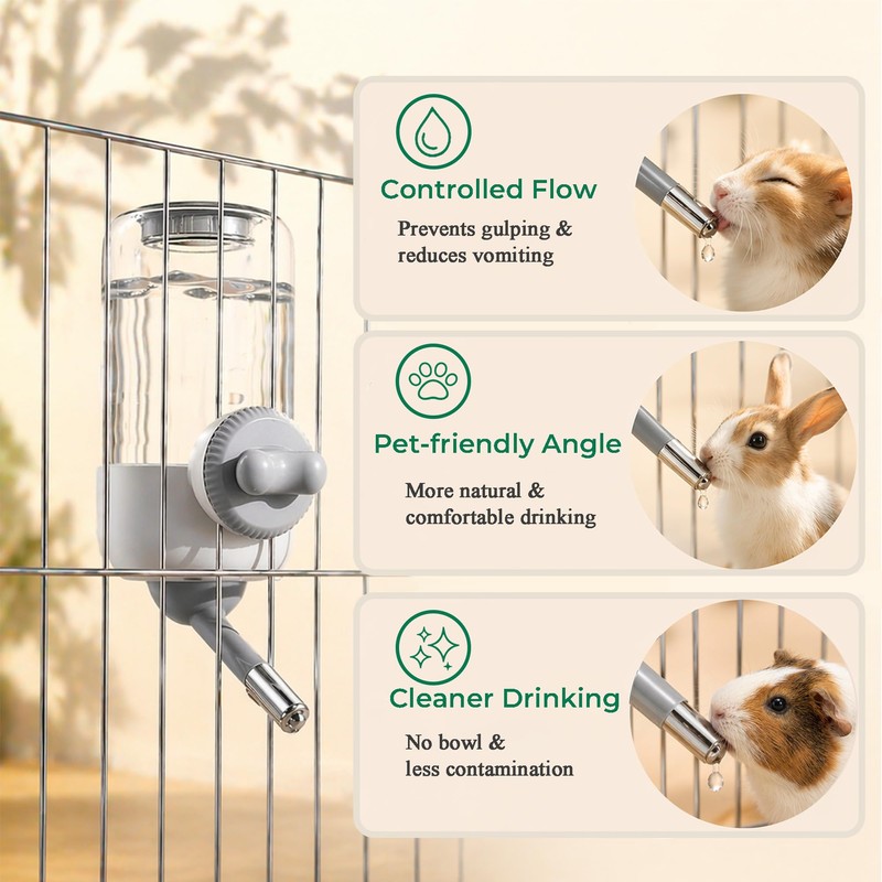 Automatic Hanging Pet Water Dispenser for Cage, 30oz No-Drip Ball