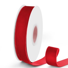 VISPAD Red Velvet Ribbon 1 Inch x 10 Yards, Single Face Velvet Ribbons Perfect for Gift Wrapping, Wedding Party, Christmas Wreath Decoration, Hair Bows Ribbon, Valentine's Day, Bouquet - 1 Roll