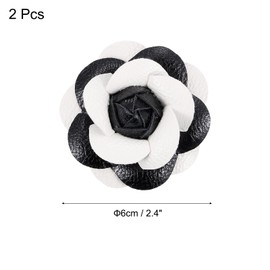 PATIKIL Flower Hair Clips, 2 Pack Camellia Hairpin Floral Brooches Pin Handmade Leather Flower Brooch for Lady Bridal Women Hat Dress Shirt, Black White