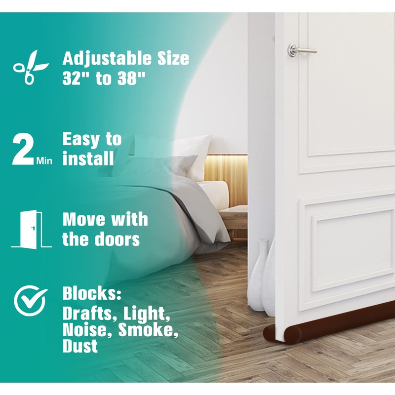 MAXTID Door Draft Stopper Brown Double Sided Insulator 32 to