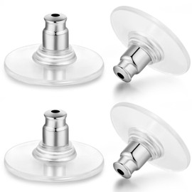 Earring Backs, Kerryjewl 100pcs Flat Earring Backs for Studs/Droopy Ears, Hypoallergenic Secure Screw on Earring Backs Earring Backings Earring Backs for Heavy Earring(Silver)