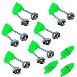 KLOPINXINGH 9 Pcs Fishing Rod Bell Fish Ring Double Alarm Bells Sea Fishing Accessories Rod Tip Lights Portable Night Sea Fish Green Rod Clip Tip Fish Bait Alarm