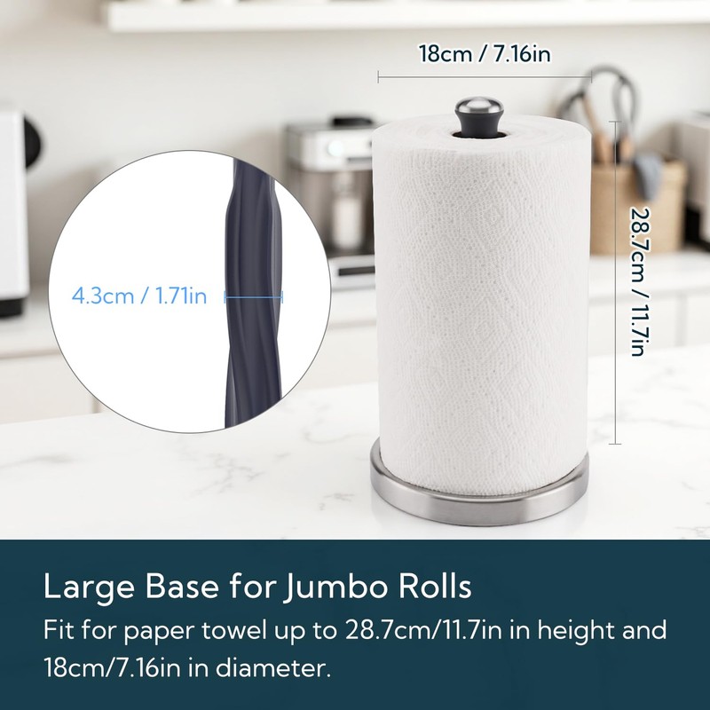 KITCHENDAO One-Handed Countertop Paper Towel Holder, Rotation Freestanding Kitchen Paper