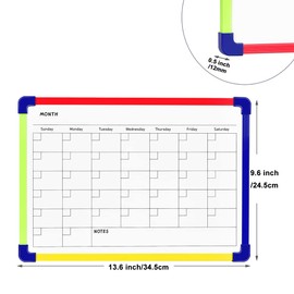 Umtiti Double-Sided Magnetic Dry Erase Colored Frame White Board, Hanging White Board for Planning/Schedule/School Timetable，24 cm x 34 cm(Colored-1pc)
