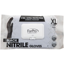 ForPro 30ct Disposable Nitrile Gloves, 4 Mil/X-Large, Black, Food Safe