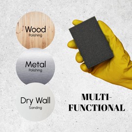 Creavvee 4 Pack Abrasive Sponge, Wet and Dry Dual-use, Sanding Block, Washable and Reusable, Ideal for Wood and Metal Polishing, Grey, 100x70x25mm, Grit Size 80