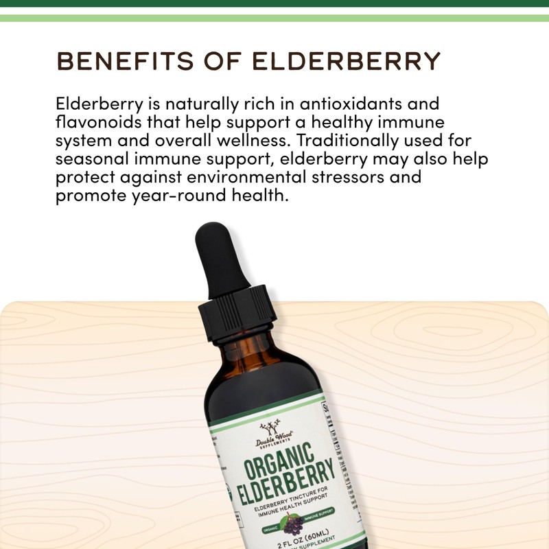 Organic Elderberry Liquid 2 Fl Oz (60 Servings) - Tincture