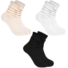 YKYUASD 3 Pairs Women Men Slouch Socks Crew Socks Tube Socks Cotton Socks Thick Warm Long Fall Retro Scrunch Socks Casual Ribbed Socks