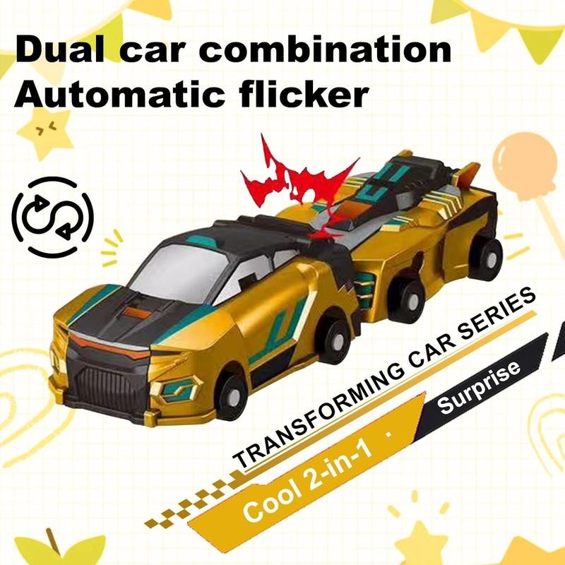 A transforming car toy. When two cars collide, they transform.