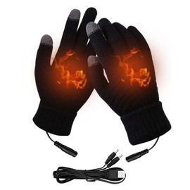 SUJAHHUJIQ USB Heated Gloves for Men and Women, Screen Touch Electric Heated Gloves Removable & Washable Full Knitted Heated Hand Gloves for Winter Gift