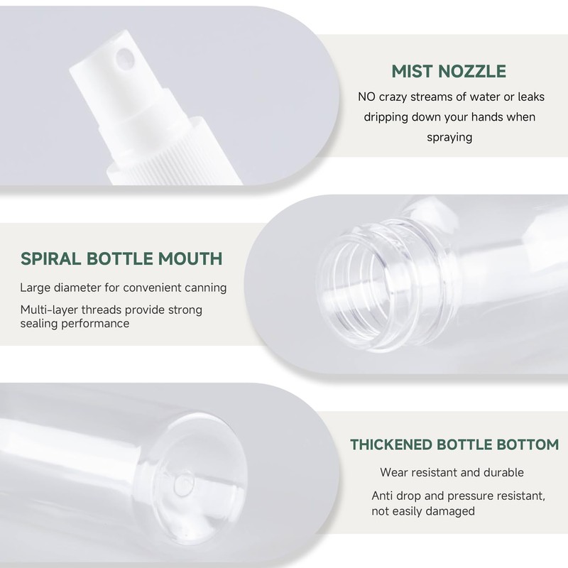 ZIZEMOJA 2OZ 3Pack Small Spray Bottle 60ml, Clear Plastic Mini