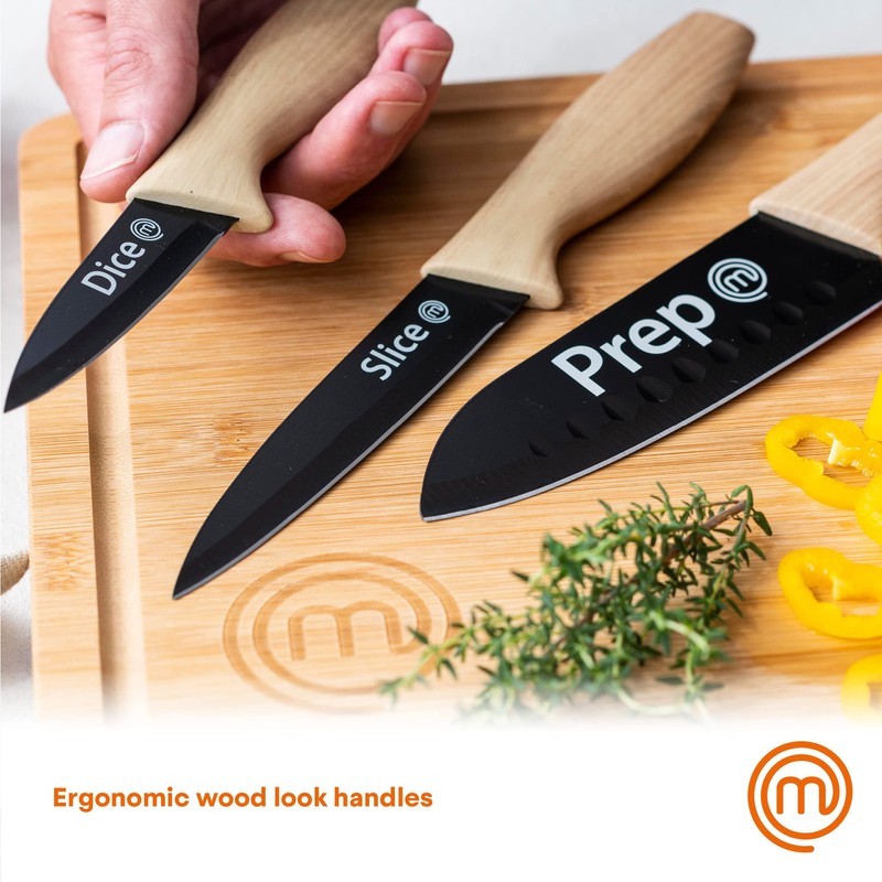 MasterChef Knife Set of 3 Kitchen Knives for Cooking (Chef,