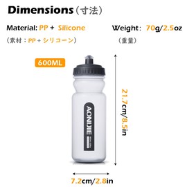 TRIWONDER Sports Water Bottle, For Marathons, Running, Water Bottle, Hydration, Jogging, 20.3 fl oz (600 ml), Pack of 2