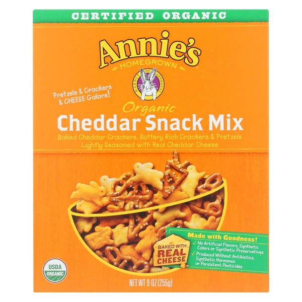 Annies Homegrown Organic Bunnies Cheddar Snack Mix, 9 Ounce -- 12 per case.