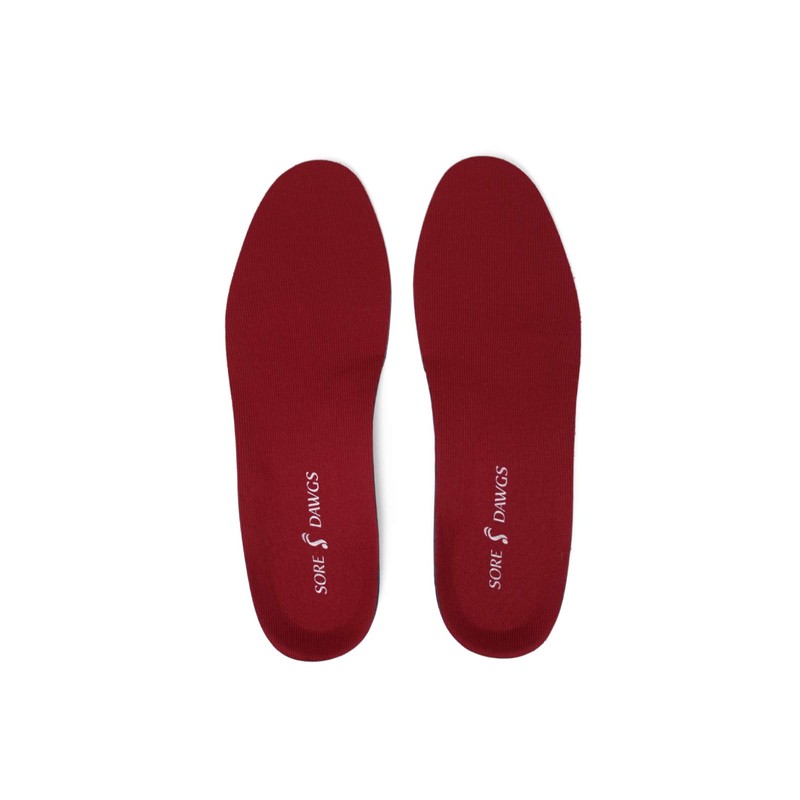 Sore Dawgs Achiever Support Insoles for Mid-Arch Active Footwear, Red,