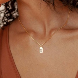 Thaivor Women's 14K Gold Plated Initial Necklace, Gold, No Gemstone