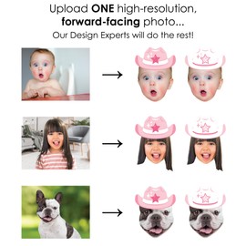 Big Dot of Happiness Custom Photo Pink First Rodeo - Fun Face Lawn Decorations - Cowgirl 1st Birthday Party Outdoor Yard Signs - 10 Piece