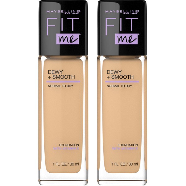 Maybelline New York Fit Me Dewy + Smooth Foundation, 1 Fl Oz, Pack of 2